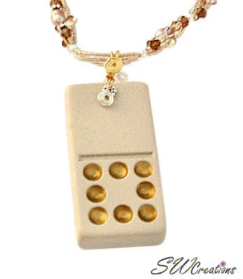 Seude Cocoa 'Fleuri' Art Domino Floral Bead Art Necklace