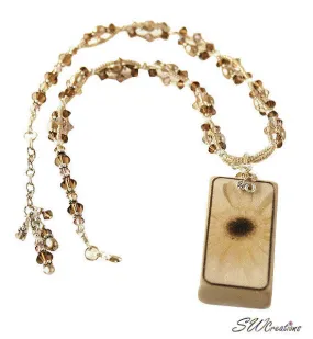Seude Cocoa 'Fleuri' Art Domino Floral Bead Art Necklace