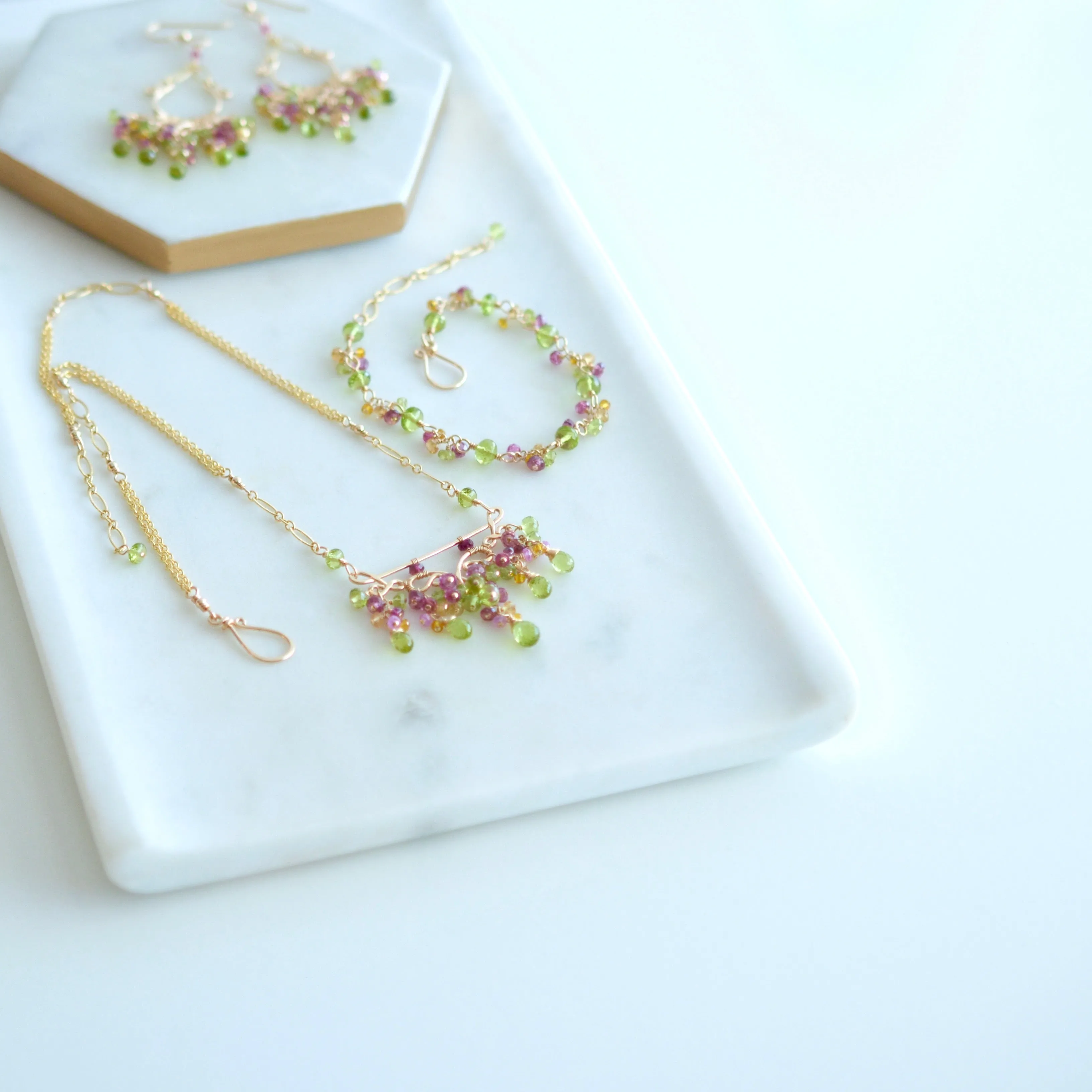 Sienna - Peridot, Garnet, Tourmalines, 14k Gold Fill Necklace