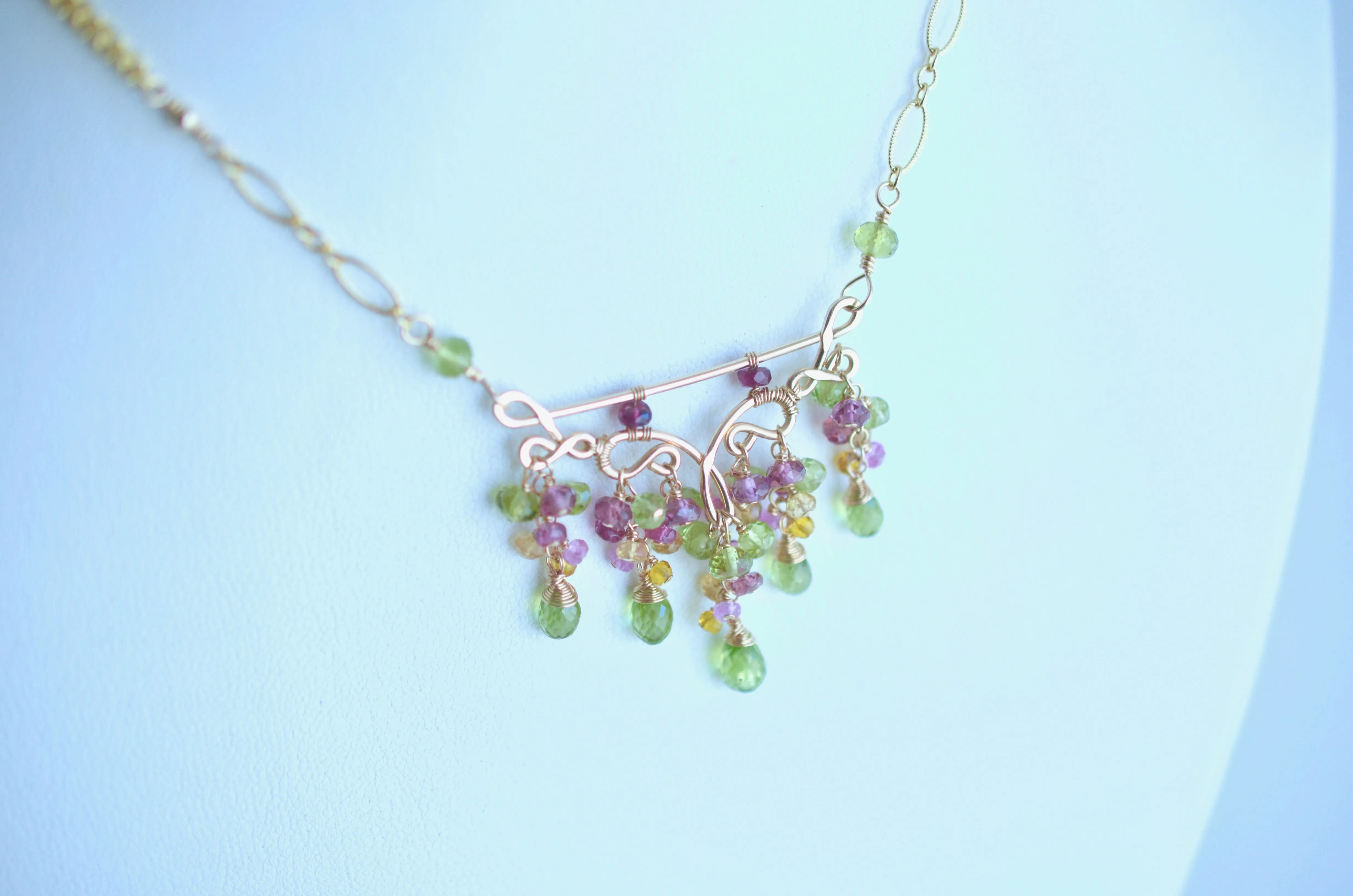 Sienna - Peridot, Garnet, Tourmalines, 14k Gold Fill Necklace