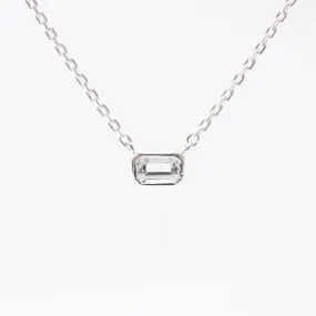 Silver & White Topaz Octagon Shaped Necklace