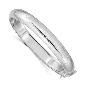 Silver Diamond Cut Fancy Hinged Bangle Bracelet