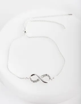 Silver Diamond Simulant Infinity Toggle Bracelet