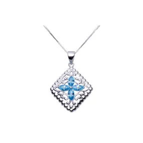 Silver Filigree Blue Topaz Necklace