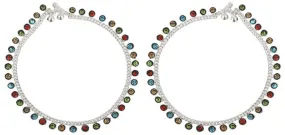 Silver Plated Colorful Festive Anklets for Women