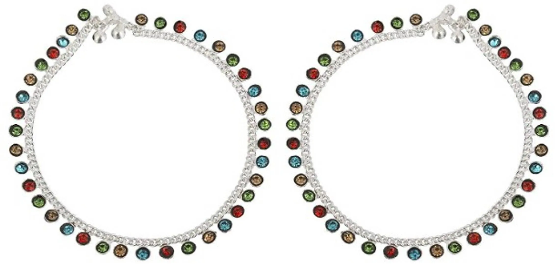 Silver Plated Colorful Festive Anklets for Women