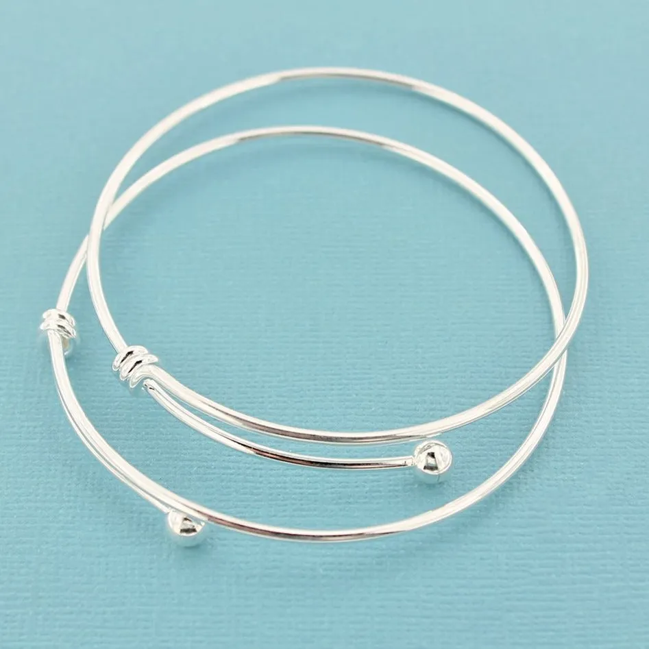Silver Tone Brass Adjustable Bangle - 65mm - 1 Bangle - N571