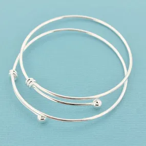 Silver Tone Brass Adjustable Bangle - 65mm - 1 Bangle - N571