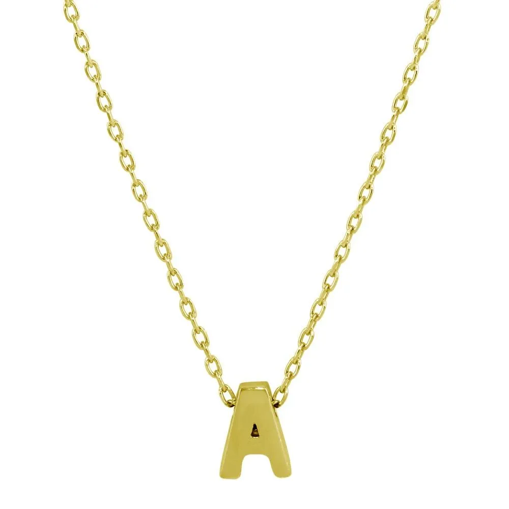 Small Initial A Necklace (Silver)