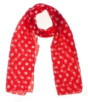Small Red Chiffon Polka Dot Scarf
