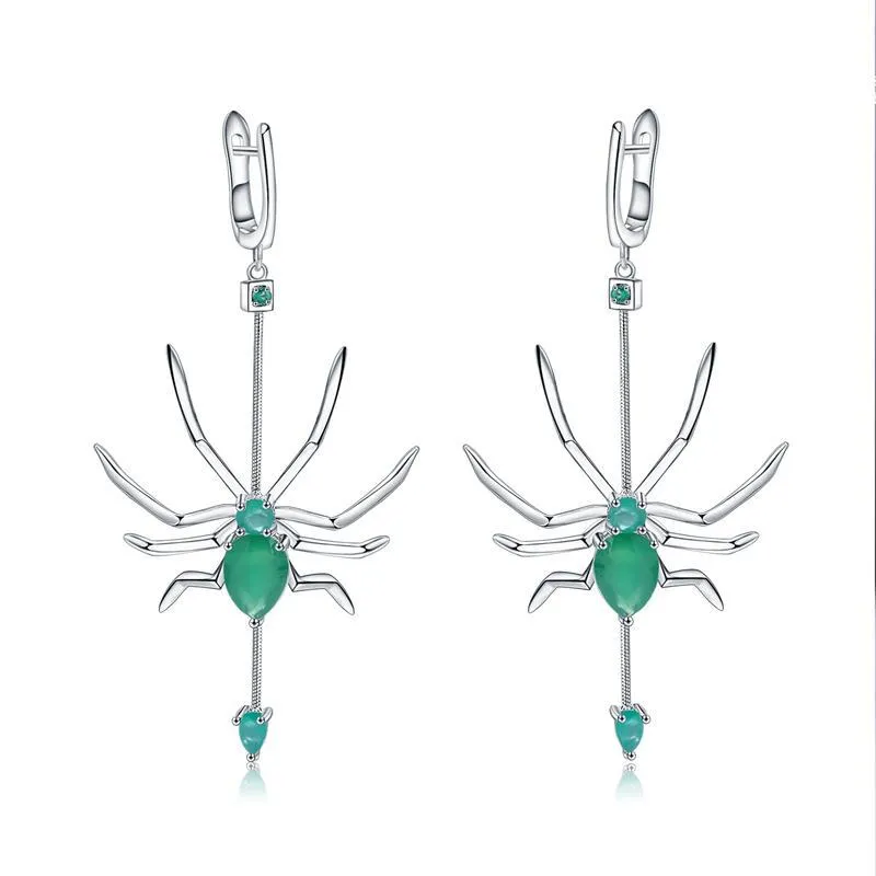 Spider Shape s925 Sterling Silver Natural Topaz Earrings for Women