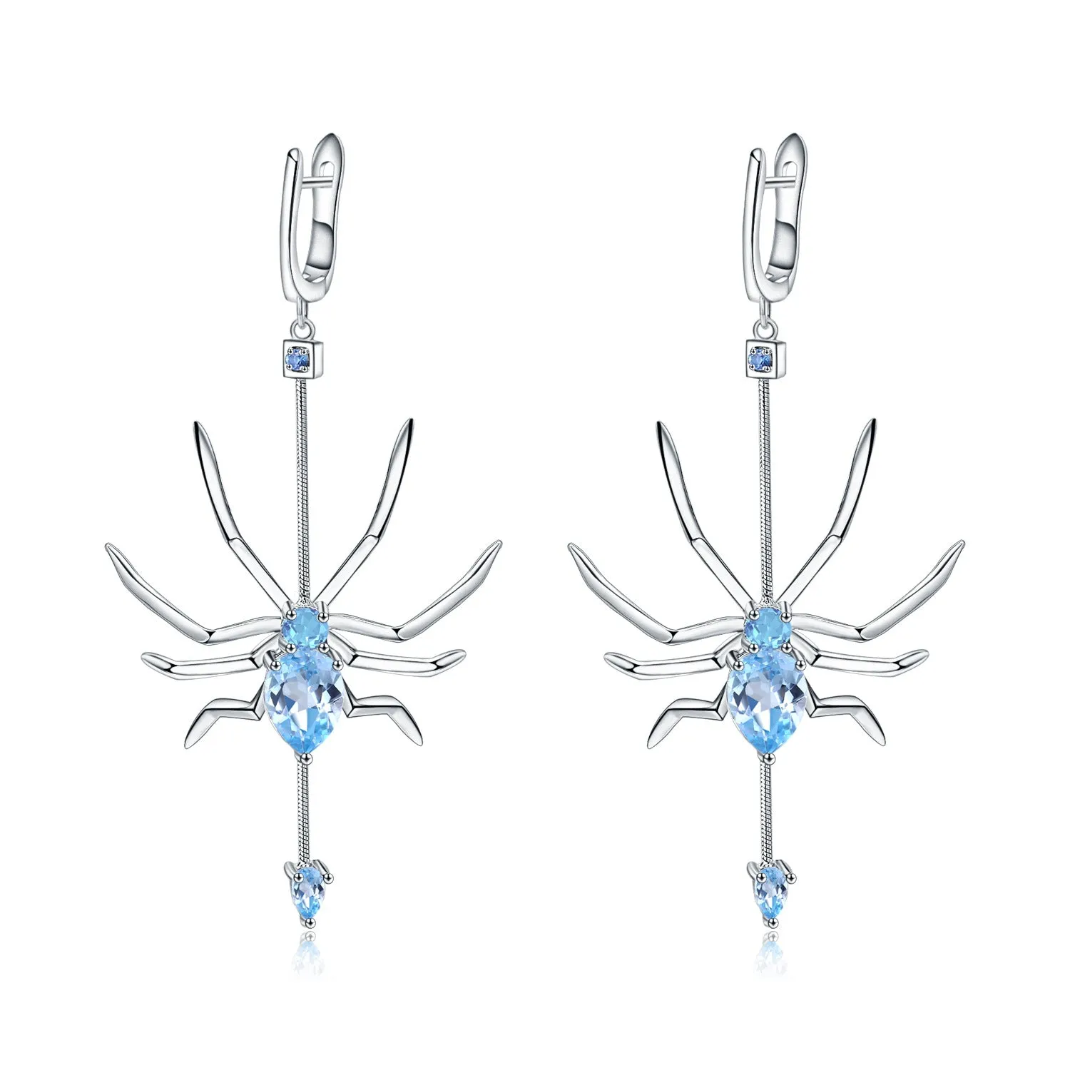 Spider Shape s925 Sterling Silver Natural Topaz Earrings for Women