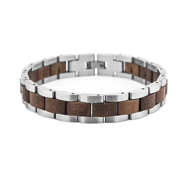 Stainless Steel Walnut Wood Bracelet 不銹鋼胡桃木手鍊 KJBR16188