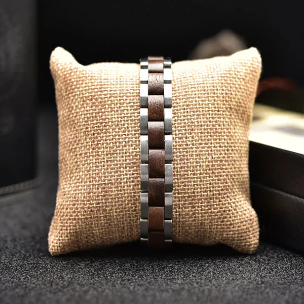 Stainless Steel Walnut Wood Bracelet 不銹鋼胡桃木手鍊 KJBR16188