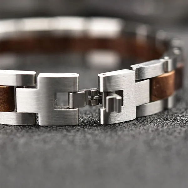Stainless Steel Walnut Wood Bracelet 不銹鋼胡桃木手鍊 KJBR16188