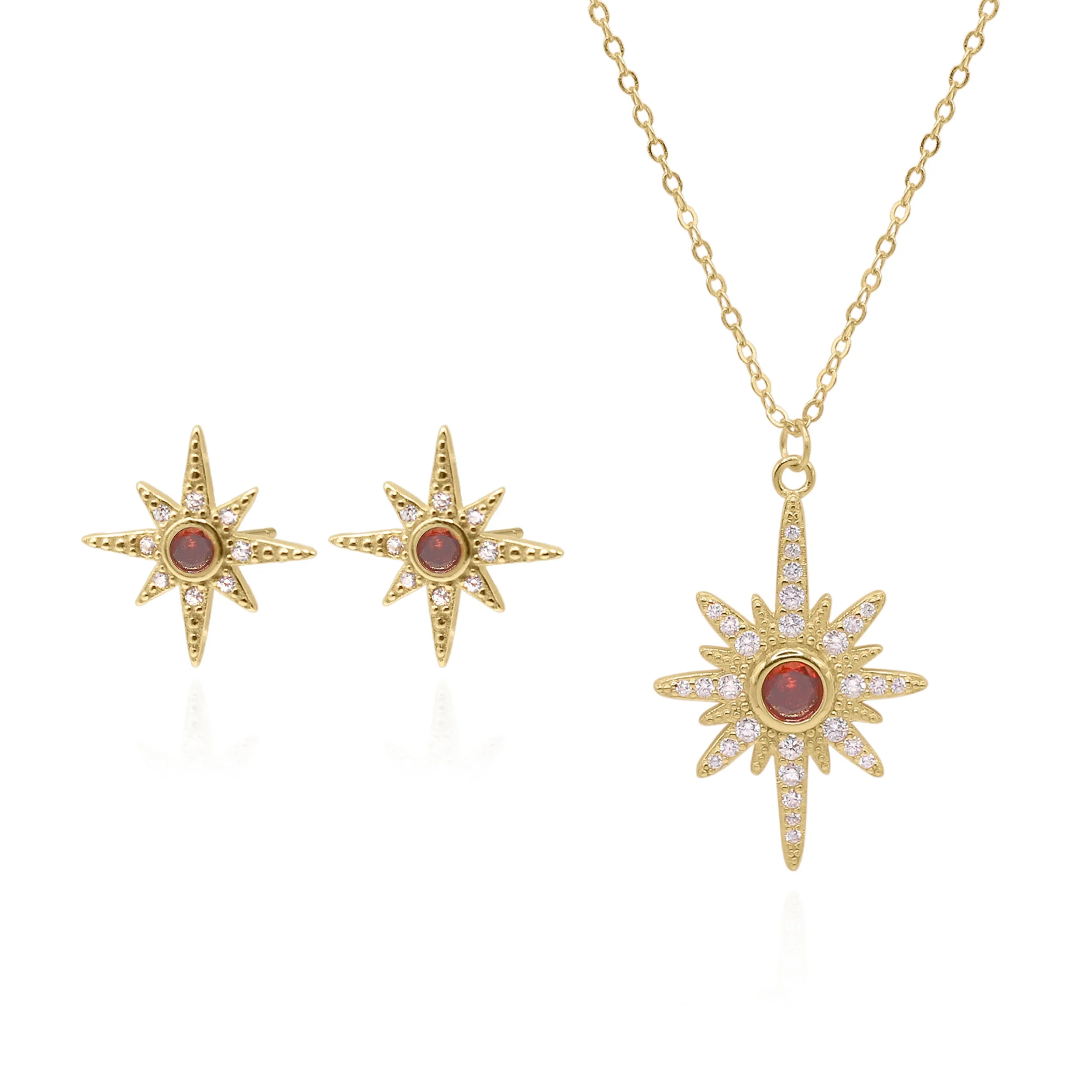 Star Birthstone Gift Set | Earrings & Necklace | 18K Gold Plated