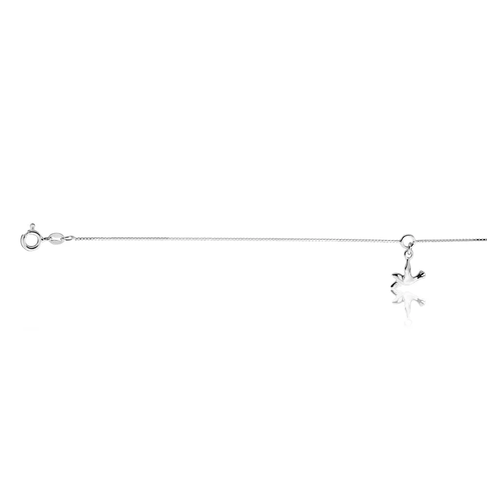 Sterling Silver 26cm Dove Charm Anklet