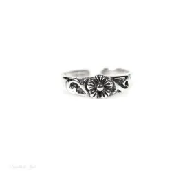 Sterling Silver Plumeria Flower Swirl Toe Ring