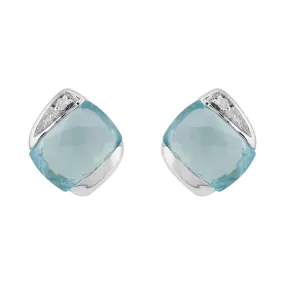 Sterlingsilber 2.00ct Natürlich Blue Topas & Diamant Quadrat