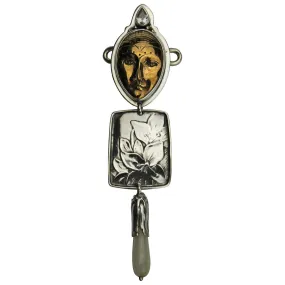 Tabra Jewelry 925 Silver Mother of Pearl Lotus Connector Charm Vault CH601 - Bronze/Silver