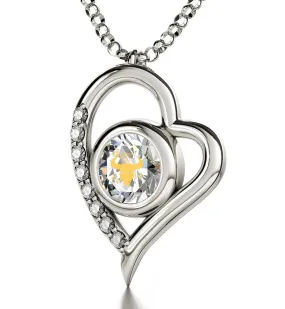 Taurus Sign, 14k White Gold Diamonds Necklace, Swarovski