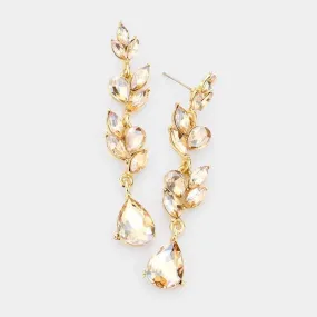 Teardrop Marquise Lt Topaz Crystal Dangle Evening Earrings