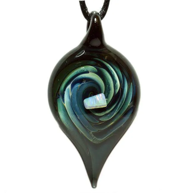 Teardrop Signature Glass Vortex Pendant Necklace