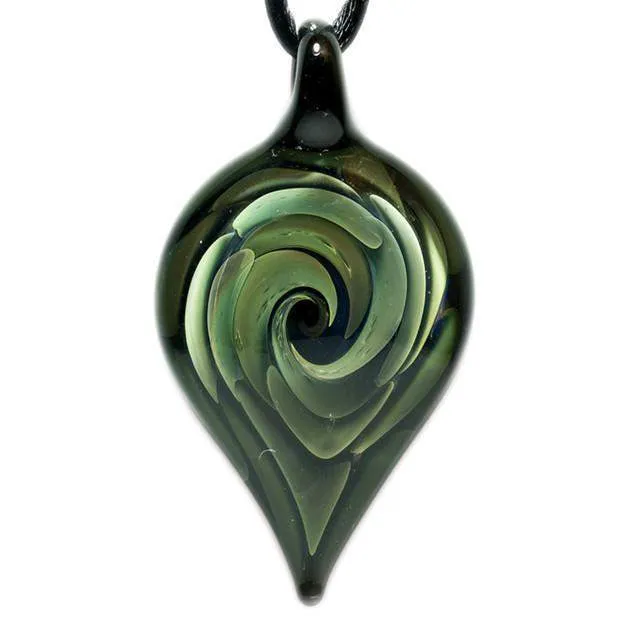 Teardrop Signature Glass Vortex Pendant Necklace