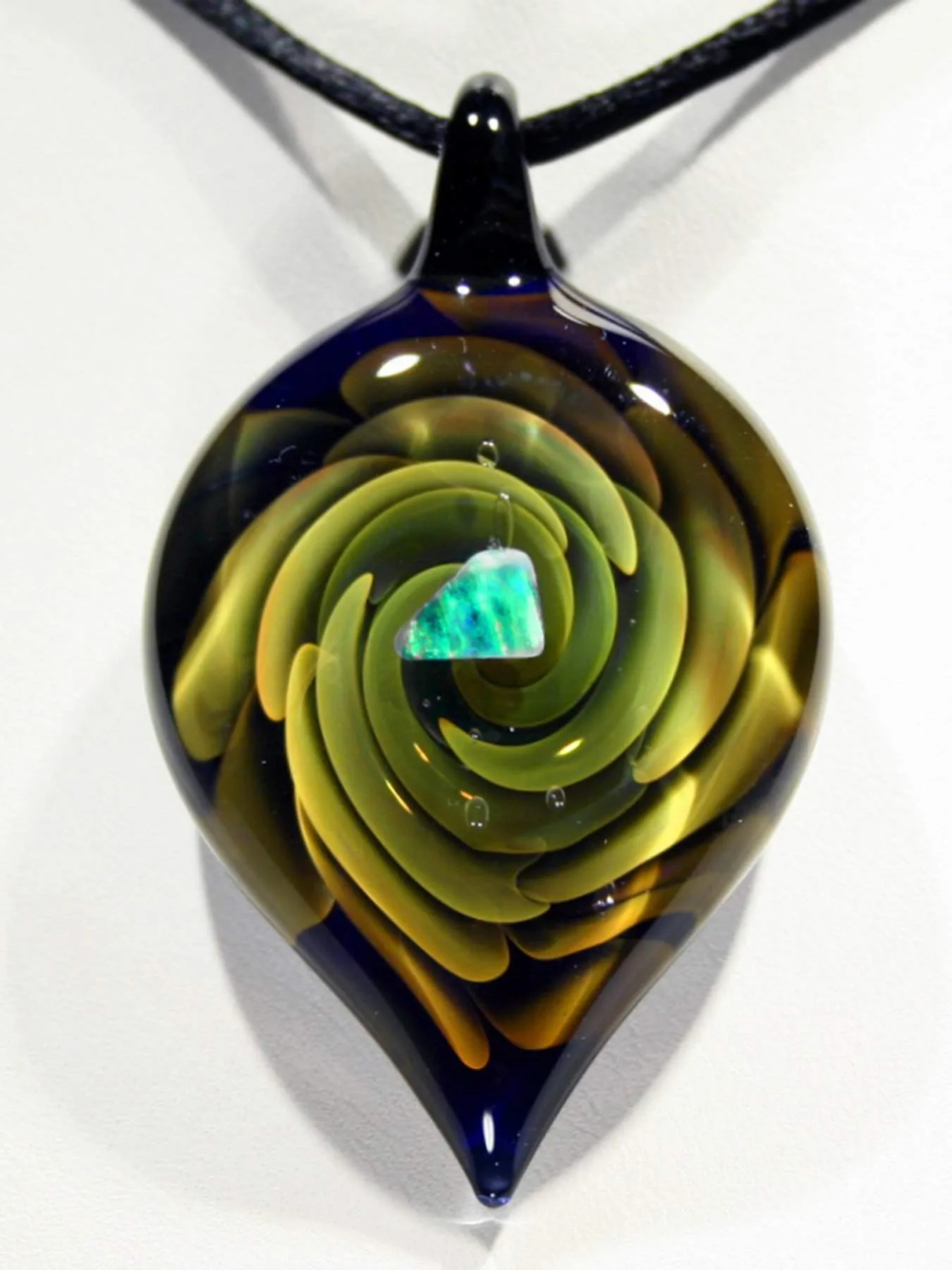 Teardrop Signature Glass Vortex Pendant Necklace