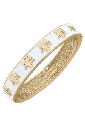 Texas Aggies Enamel Logo Hinge Bracelet-White