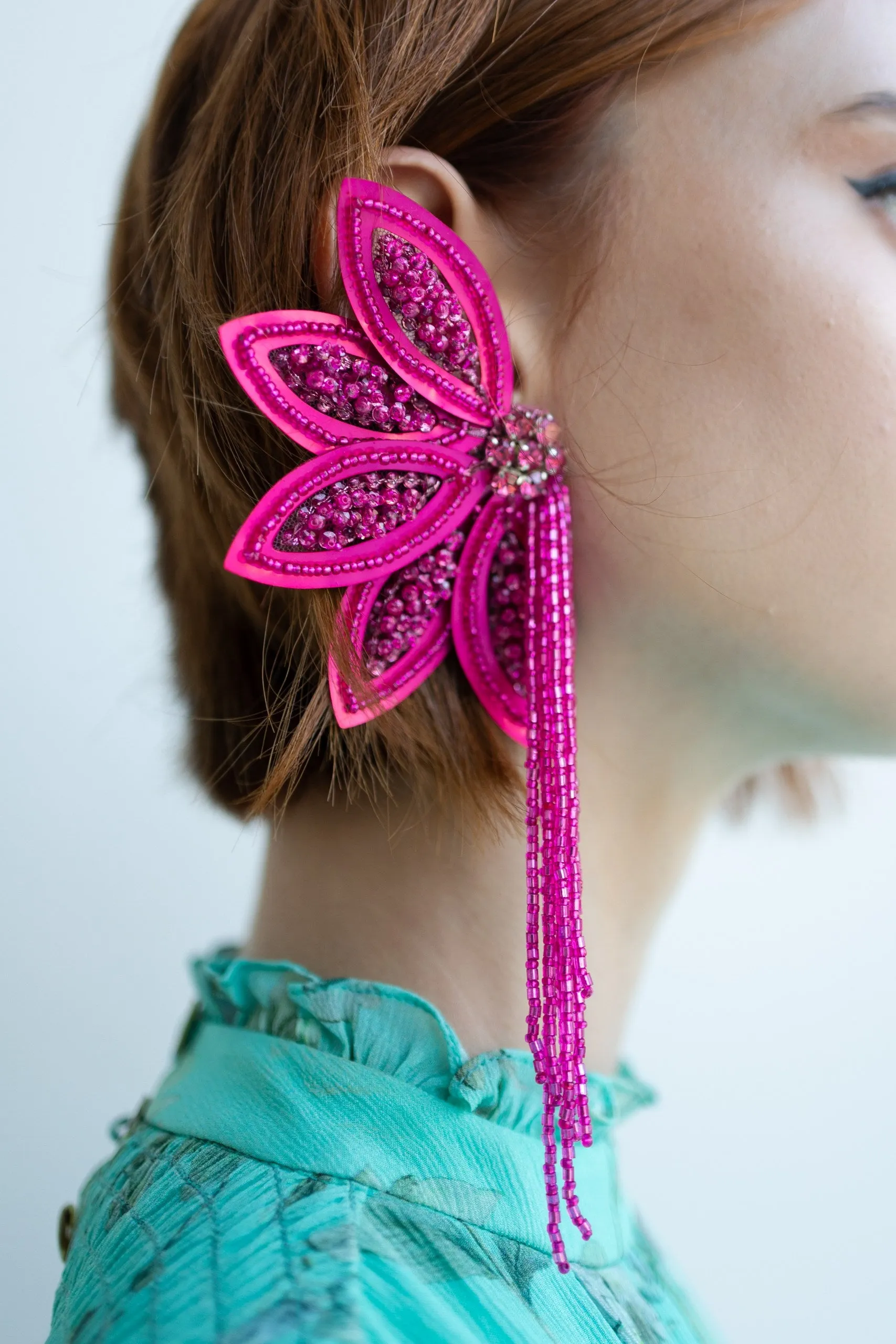The Future is Fuchsia Sequin Floral Earrings