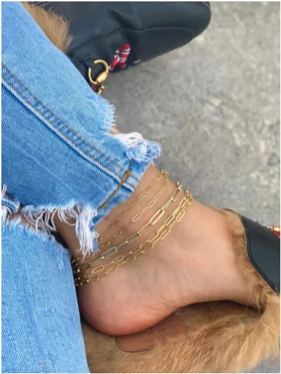 Thin 2mm Paper Clip Anklet