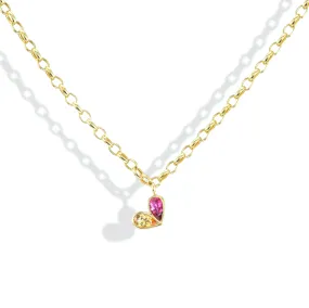 Tilted Oval Heirloom Medium Sweetheart Necklace Citrine & Pink Tourmaline