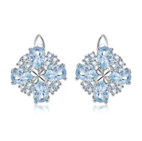 Topaz Four Leaf Clover Design Silver Studs Earrings for Women