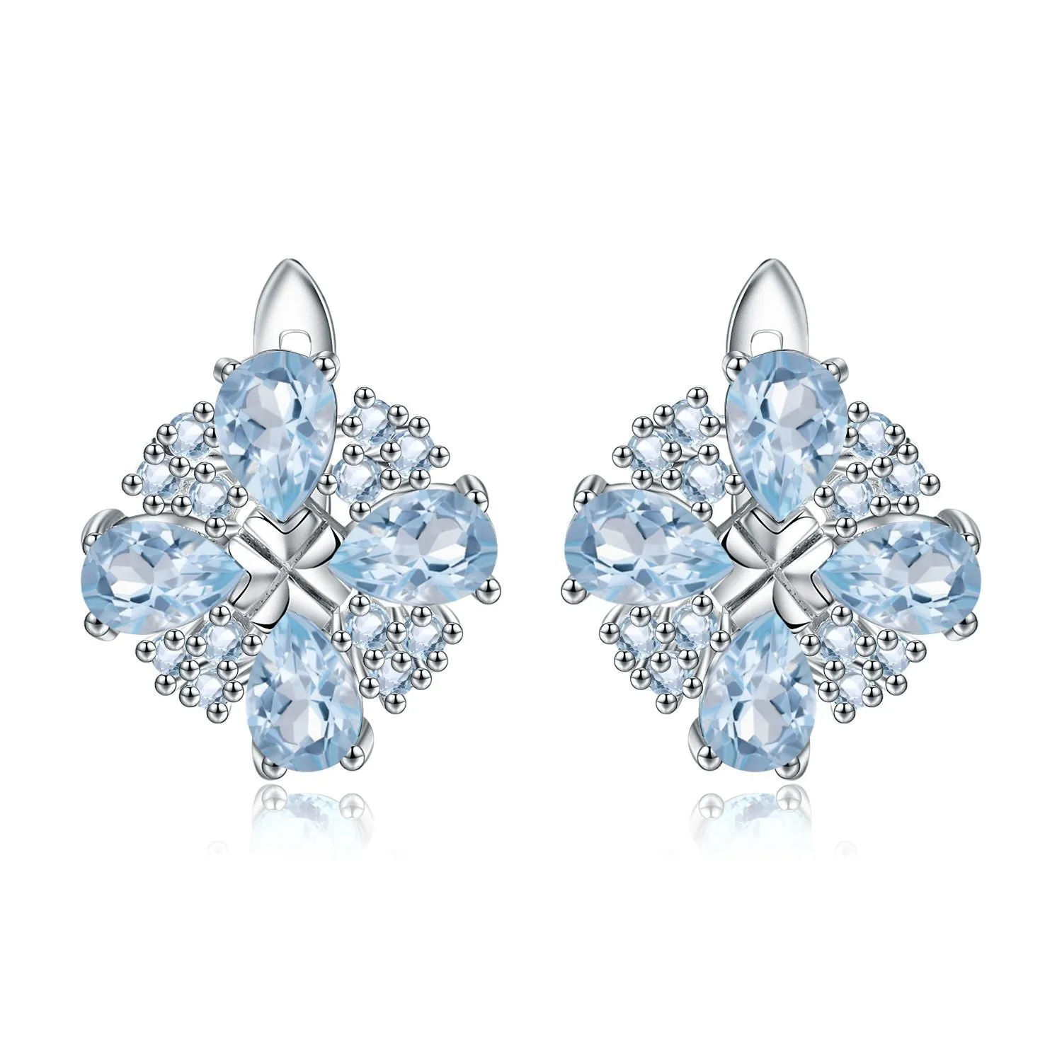 Topaz Four Leaf Clover Design Silver Studs Earrings for Women