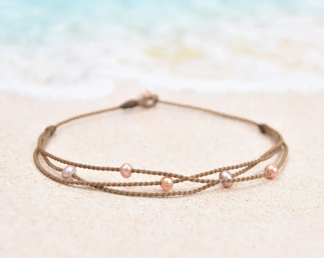 Tula Blue Blush Pearl Riptide Anklet