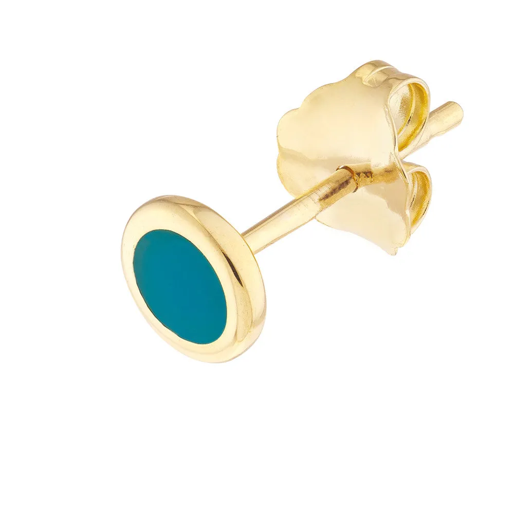 Turquoise Enamel Circle Stud Earrings