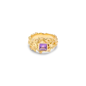 VC016 Hammered Gem Ring