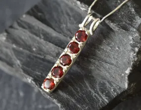 Vertical Garnet Pendant - Natural Garnet Necklace - January Birthstone Necklace