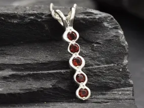 Vertical Garnet Pendant - Natural Garnet Necklace - Red Bubble Pendant