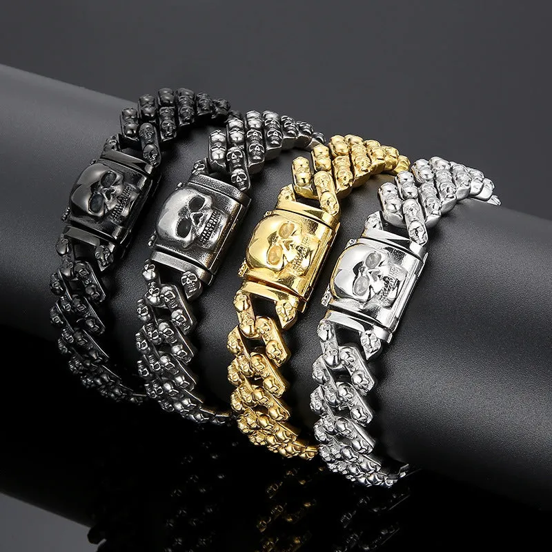 Vibrant Retro Skull Titanium Steel Men's Bracelet for Bold Style