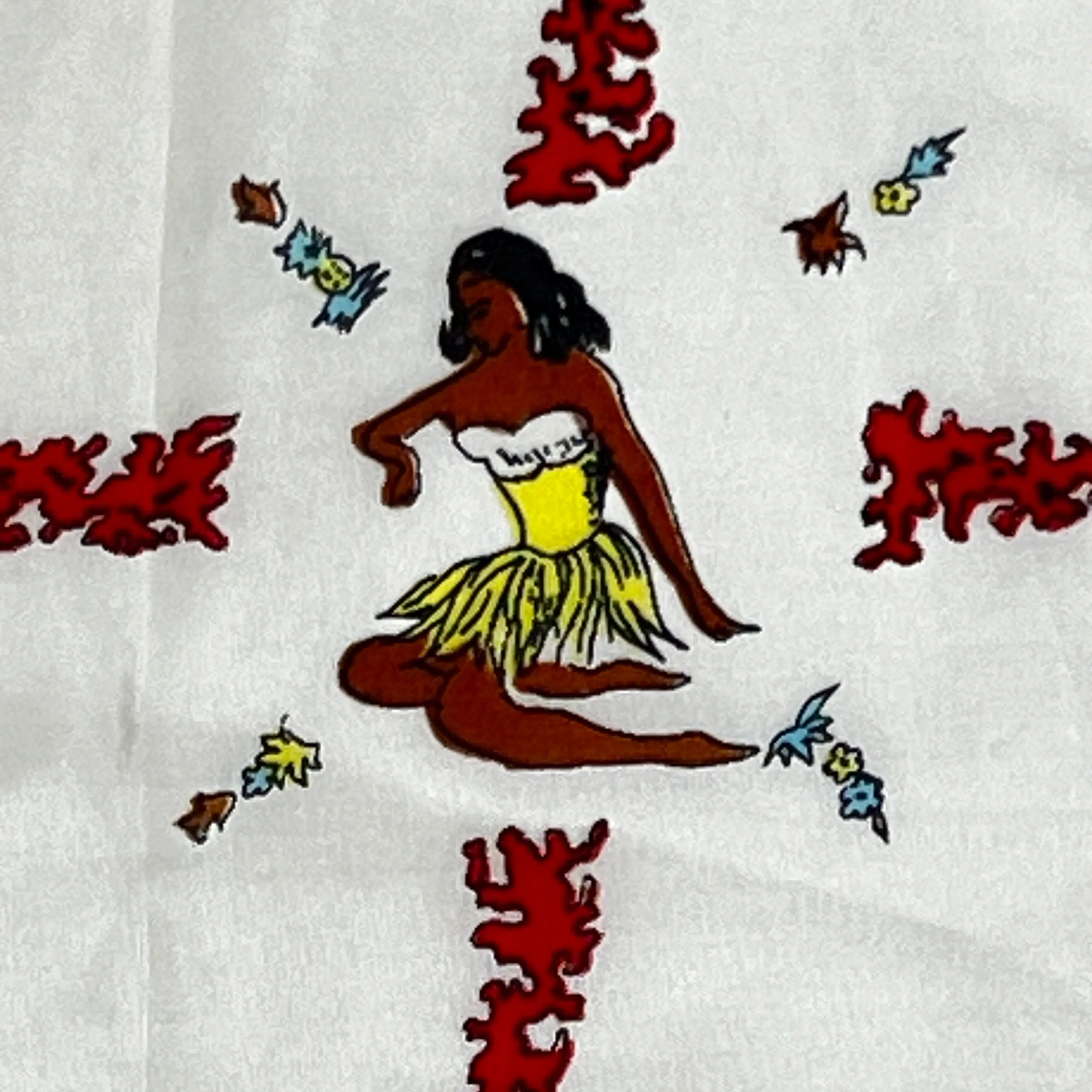 Vintage Caribbean Sea Silk Souvenir Scarf 35"