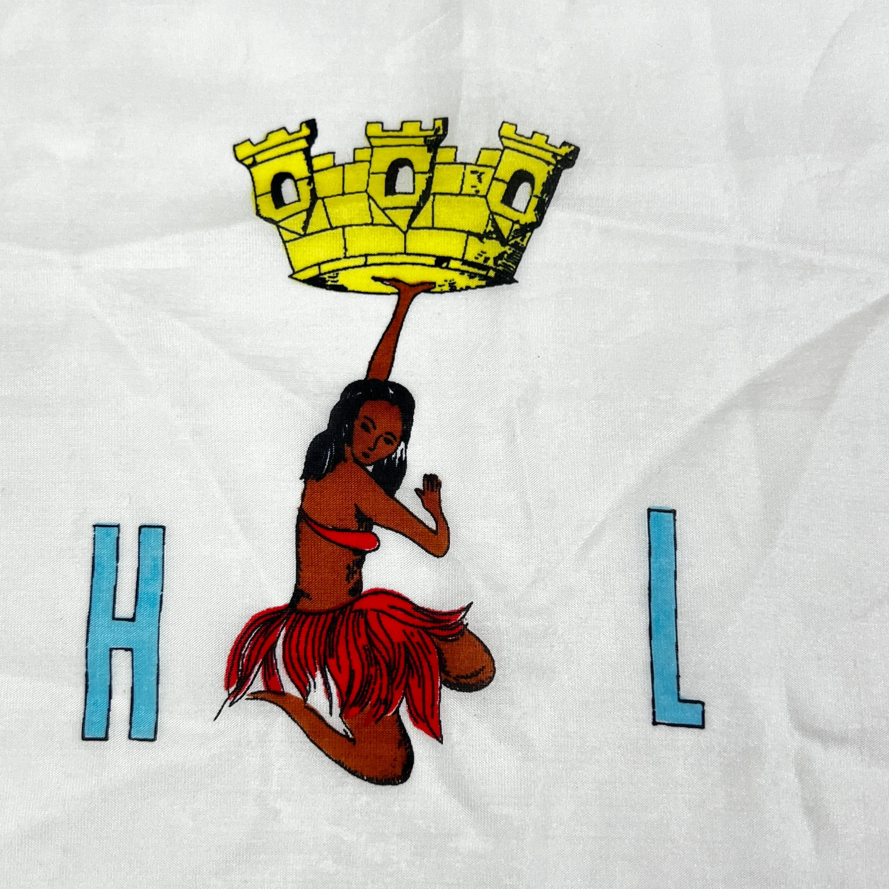 Vintage Caribbean Sea Silk Souvenir Scarf 35"