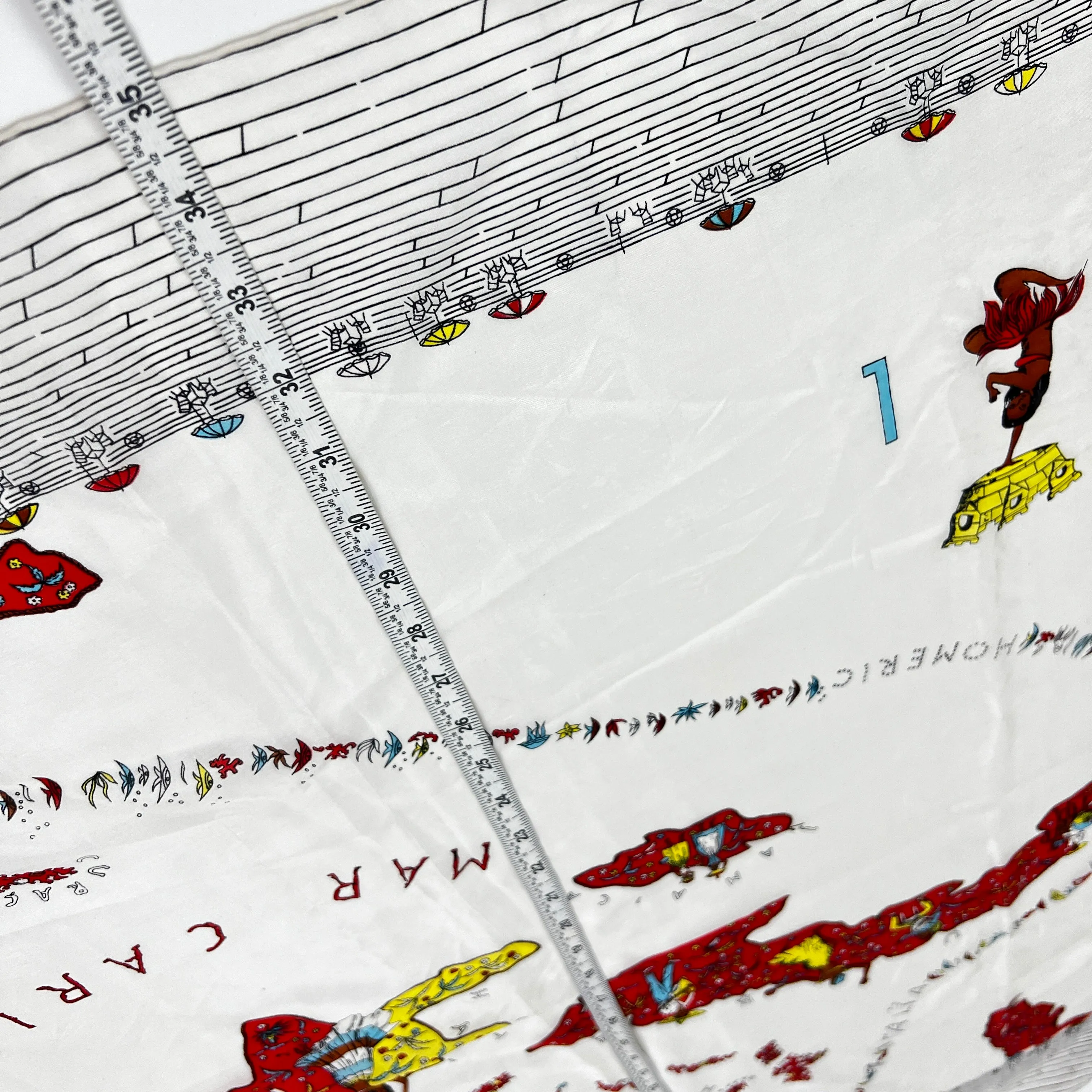 Vintage Caribbean Sea Silk Souvenir Scarf 35"