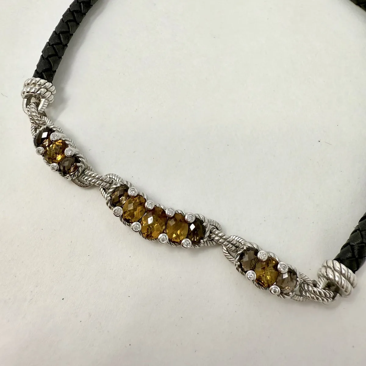 Vintage Judith Ripka Braided Cord Necklace with Citrine