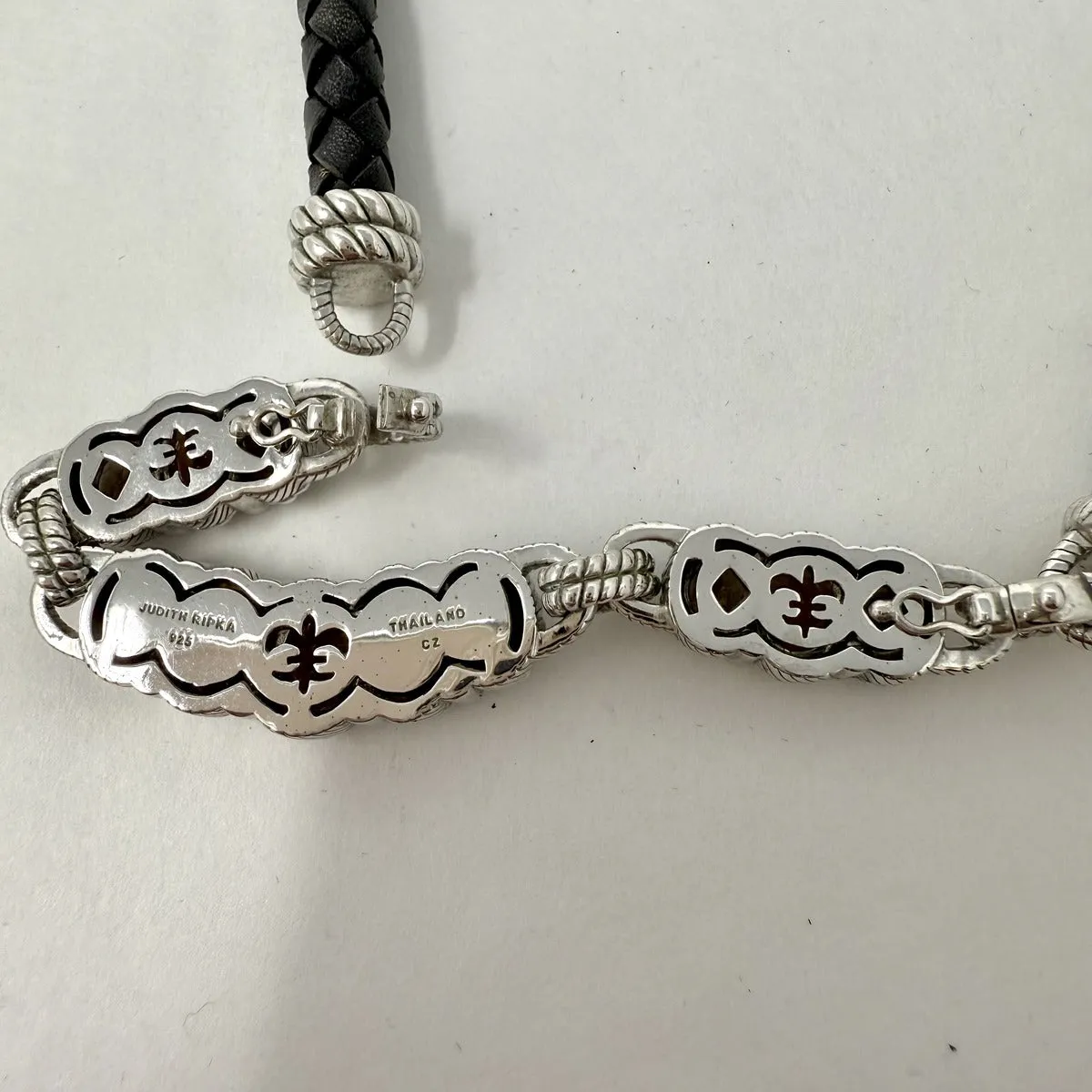 Vintage Judith Ripka Braided Cord Necklace with Citrine