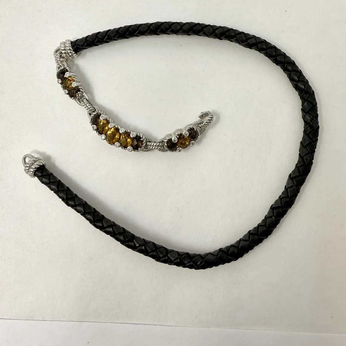 Vintage Judith Ripka Braided Cord Necklace with Citrine