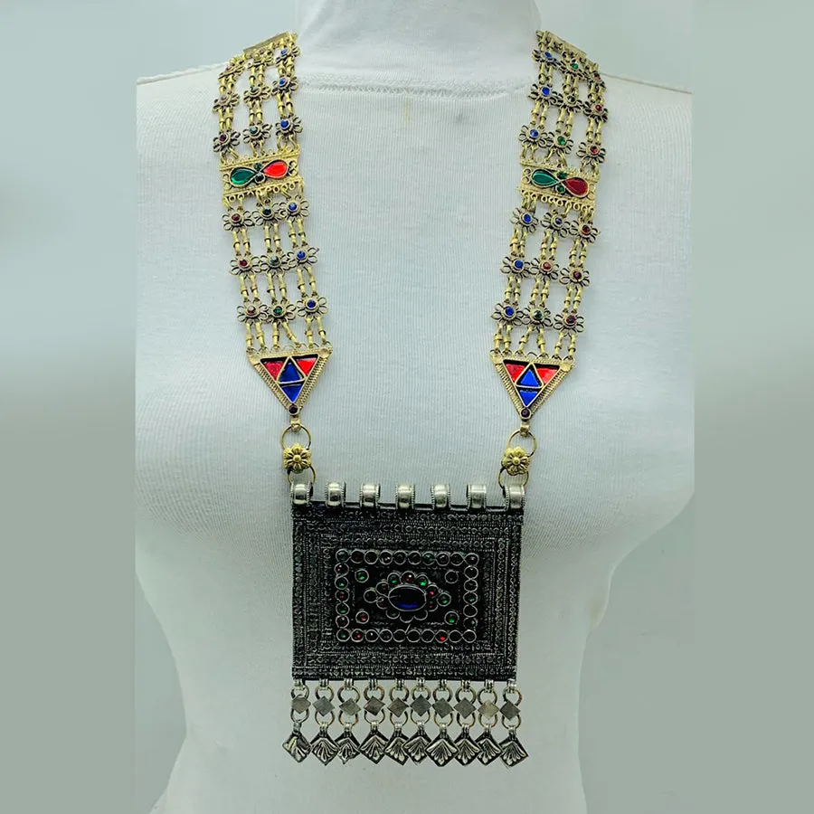Vintage Long Chain Big Pendant Necklace