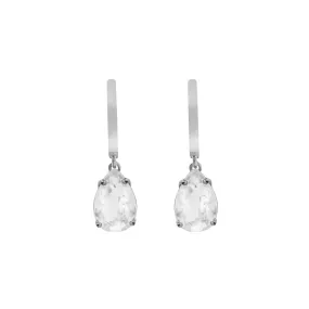 White Topaz Pear Drop Hoops SLV