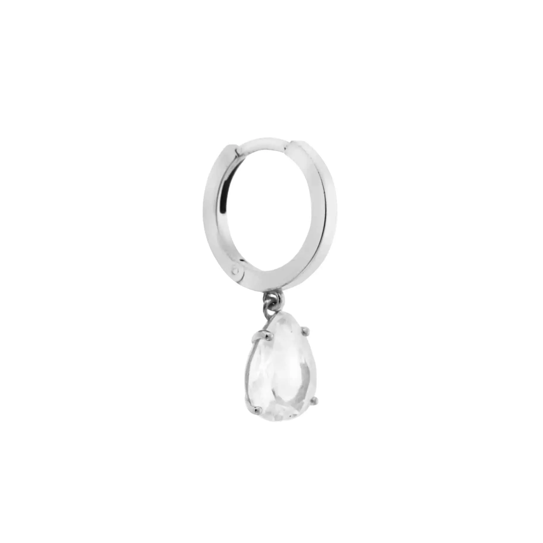 White Topaz Pear Drop Hoops SLV